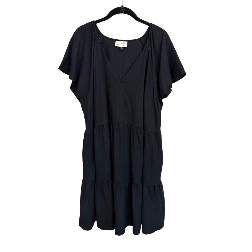 Universal Thread Babydoll Tiered Swing Dress Size XXL Black Linen Comfy Casual